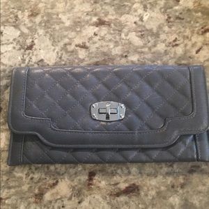 grey quilted clutch